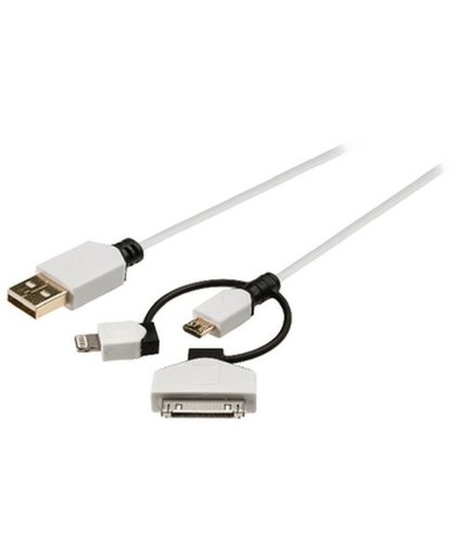 König - Oplaad- / datakabel - Lightning / USB 2.0 - USB (M) naar Apple Dock, micro-USB type B, Lightning (M) - 1 m - wit