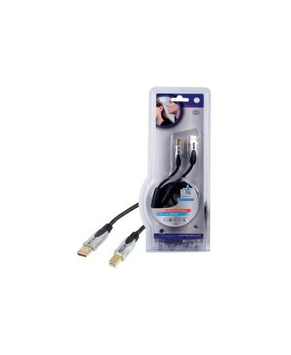 HQ Silver - USB-kabel - USB (M) naar USB type B (M) - USB 2.0 - 1.8 m - gevormd - zwart