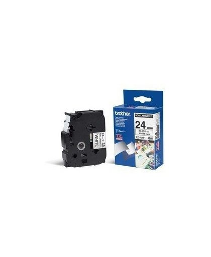 TZeN251 - Zwart op wit - Rol (2,4 cm x 8 m) 1 rol(len) niet-gelamelleerde tape - voor P-Touch PT-3600, D600, D800, E500, E550, H500, P750, P900, P950;