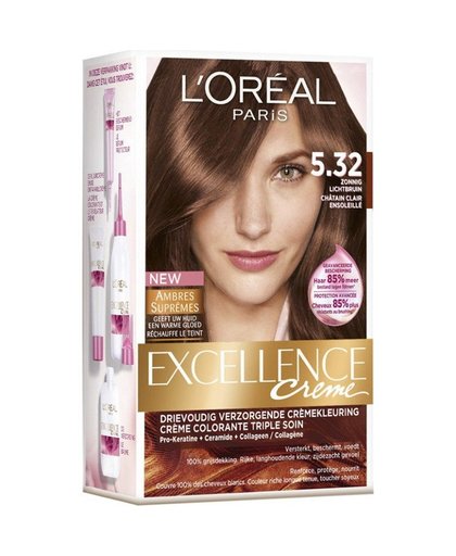 L’Oréal Paris Excellence Crème 5.32 - Zonnig lichtbruin - Haarverf haarkleuring