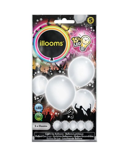 illooms LED ballonnen wit, 5 stuks