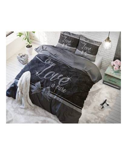 Sleeptime pure love grey - dekbedovertrek: 1-persoons (140 cm)