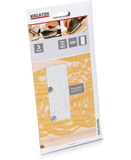 Kreator KRT201555 Schuurpapier voor verf - Korrel: K80 - Rechthoekig: 93 x 187 cm - 5 stuks