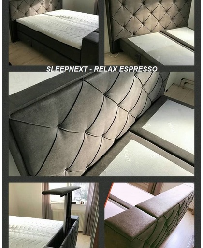 SleepNext HQ - Luxe Boxspring met TV Lift / 180x200cm / Relax Espresso