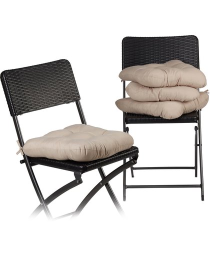 relaxdays - zitkussen 4 stuk - stoelkussen - tuinkussen - extra zacht - kussen grijs