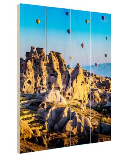 Heteluchtballons Turkije Hout 40x60 cm - Foto print op Hout (Wanddecoratie)