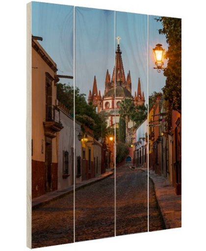 Avond in Mexicaanse stad Hout 60x80 cm - Foto print op Hout (Wanddecoratie)
