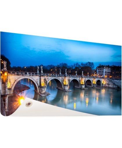 Verlichte brug in Rome Tuinposter 120x80 cm - Foto op Tuinposter (tuin decoratie)
