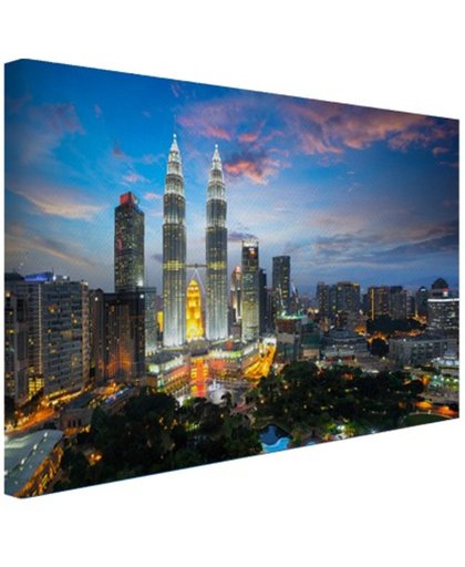 Kuala Lumpur skyline zonsondergang Canvas 120x80 cm - Foto print op Canvas schilderij (Wanddecoratie)