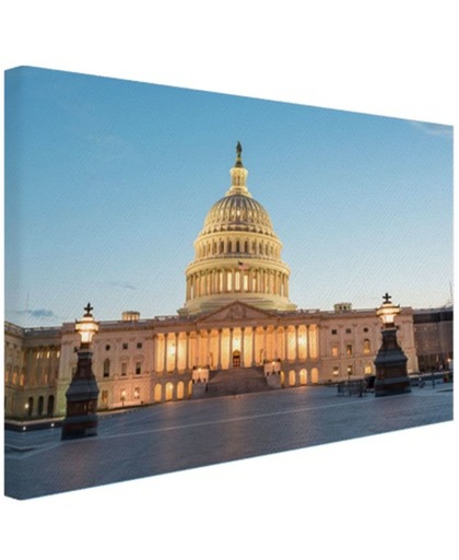 Capitool verlicht Washington DC Canvas 30x20 cm - Foto print op Canvas schilderij (Wanddecoratie)