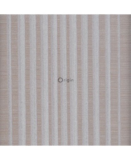 vinyl behang strepen grijs en bruin - 306718 van Origin - luxury wallcoverings uit Soie Sauvage