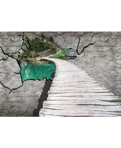 Fotobehang Nature Lake Path | XXXL - 416cm x 254cm | 130g/m2 Vlies