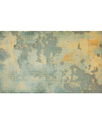 Fotobehang Distressed Wall Texture Blue Yellow | XXXL - 416cm x 254cm | 130g/m2 Vlies