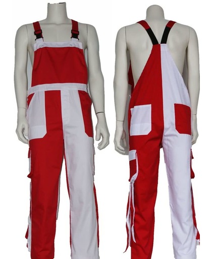 Yoworkwear Tuinbroek polyester/katoen rood-wit-franje maat 46