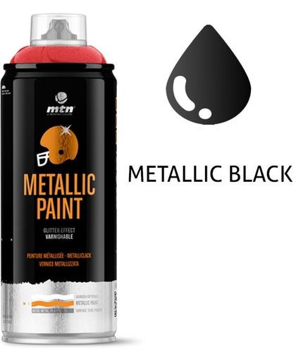 1x Zwart Metallic Spuitverf - MTN Pro 400ml - Voor diverse klus doeleinden, bruikbaar op hout, plastic en metaal