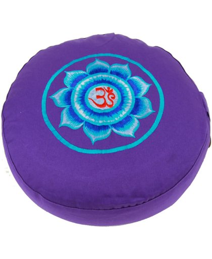 Yogi & Yogini naturals Meditatiekussen violet OHM geborduurd (33x17cm)
