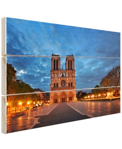 Notre Dame stormachtig Hout 60x40 cm - Foto print op Hout (Wanddecoratie)