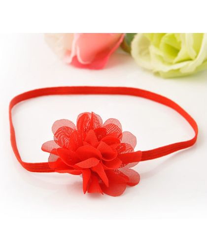 Haarbandje hoofdband baby meisje peuter chiffon bloem haarbloem rood - gratis verzending