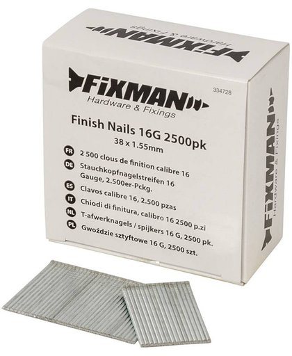 Fixman T-Afwerknagels / Spijkers 16 G, 2500 Stuks 38 X 1,55 Mm