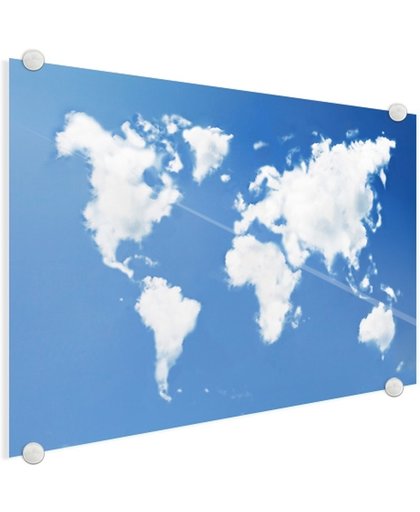Wereldkaart wolken Plexiglas 120x80 cm