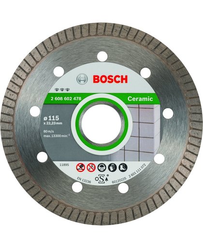 Bosch - Diamantdoorslijpschijf Best for Ceramic Extraclean Turbo 115 x 22,23 x 1,4 x 7 mm