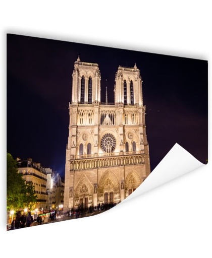 Notre Dame bij nacht Poster 60x40 cm - Foto print op Poster (wanddecoratie)