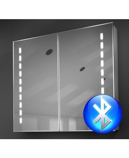 Aluminium badkamer spiegelkast met Bluetooth audio verlichting en verwarming 80 cm