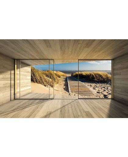 Fotobehang Window Path Beach Sand Nature | XXXL - 416cm x 254cm | 130g/m2 Vlies