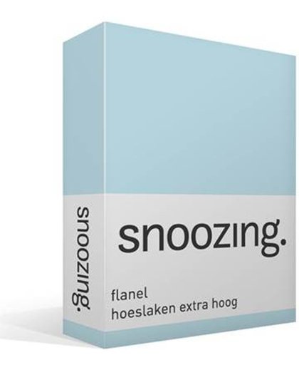 Snoozing - Flanel - Hoeslaken - Extra Hoog - Eenpersoons - 80/90x200 cm - Hemel