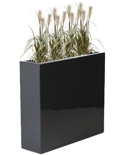 Green-lab Polyester plantenbak Lotus 90x25x80 cm | Hoogglans antraciet-zwart