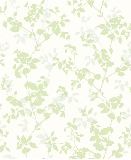 Nordic Elegance bladeren wit/groen/blw behang (vliesbehang, groen)