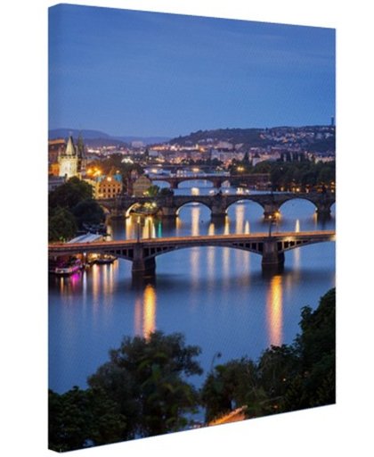 De vele bruggen van Praag Canvas 40x60 cm - Foto print op Canvas schilderij (Wanddecoratie)