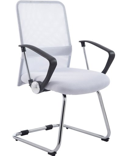Clp Bezoekersstoel PITT met armleuning, Een robuuste bezoekersstoel met een metalen frame in chroomoptiek afgewerkt met gaas - wit