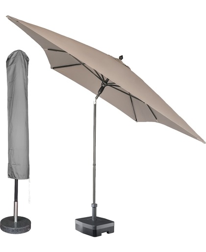 Kopu - Rechthoekige parasol met bijpassende parasolhoes - 300 x 200 cm - Taupe