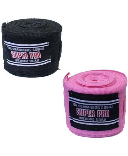 Super Pro Nylon Rigid Hand Wraps 250cm-Roze