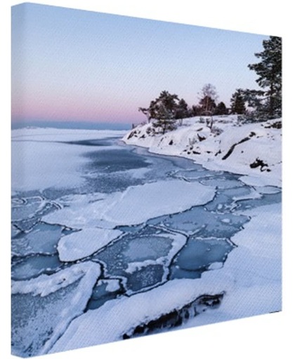 Bevroren zee Canvas 40x60 cm - Foto print op Canvas schilderij (Wanddecoratie)