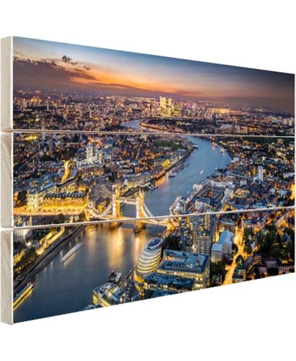 De skyline van London Hout 80x60 cm - Foto print op Hout (Wanddecoratie)