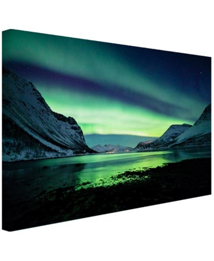 Ongelooflijke noorderlicht in Noorwegen Canvas 30x20 cm - Foto print op Canvas schilderij (Wanddecoratie)