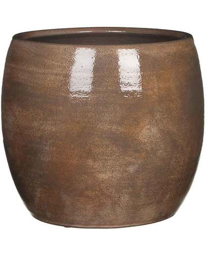 Mica Decorations lester ronde pot donkerbruin maat in cm: 26 x 28