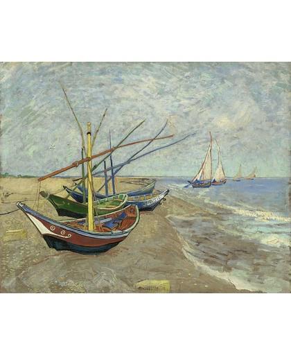 Vincent van Gogh - Vissersboten op het strand van Les Saintes-Maries-de-la-Mer - 20x25cm Canvas Giclée