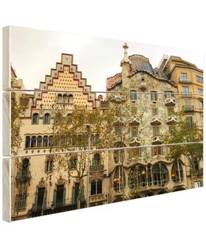 Architectuur van Gaudi Hout 30x20 cm - Foto print op Hout (Wanddecoratie)