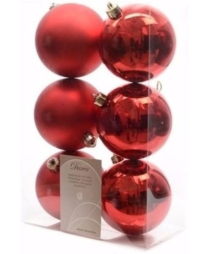 Kerst kerstballen rood 6 cm Elegant Christmas 6 stuks