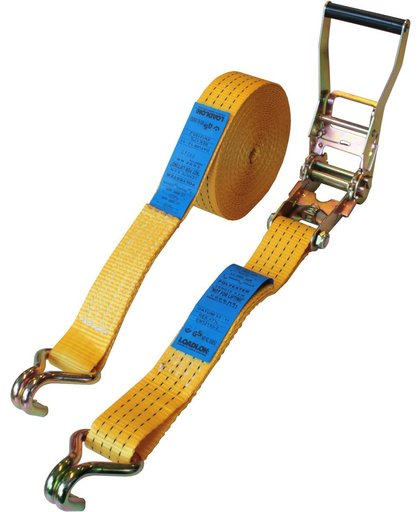 Topprotect Spanband geel - 50mm - met ratelgesp en haken - 7m