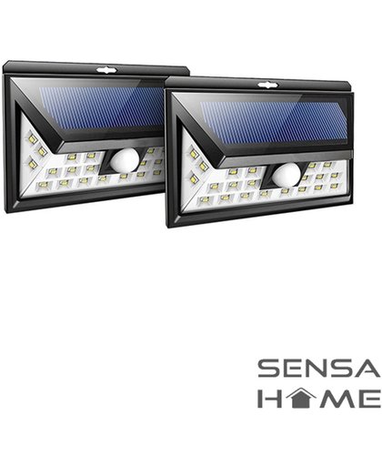 2 x SensaHome solar lamp 24 led met bewegingssensor voor buitenverlichting | Slimme lamp | Energievriendelijk op zonne-energie | Buitenverlichting wandlamp met sensor en led