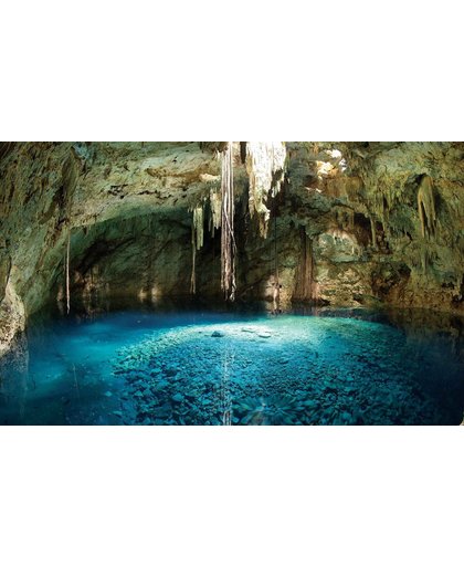 Fotobehang Grotto Cave Water Lake Nature | XXL - 312cm x 219cm | 130g/m2 Vlies