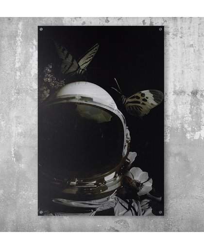 Poster astronaut botanisch vintage op aluminium