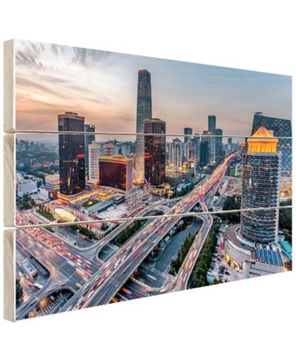 Beijing centrale zakenwijk  Hout 80x60 cm - Foto print op Hout (Wanddecoratie)