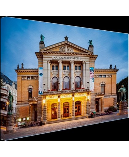 Nationaal theater Noorwegen in Oslo Canvas 120x80 cm - Foto print op Canvas schilderij (Wanddecoratie)
