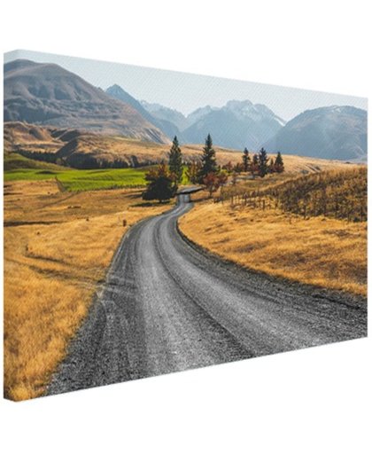 Weg Nieuw-Zeeland  Canvas 80x60 cm - Foto print op Canvas schilderij (Wanddecoratie)