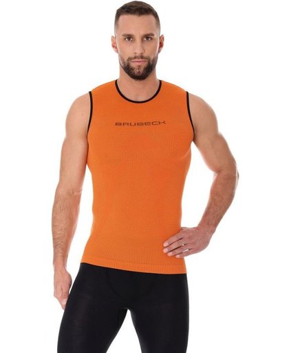 Brubeck | 3D PRO Heren Seamless Hardloopshirt - Sportshirt - Mouwloos - Oranje - L